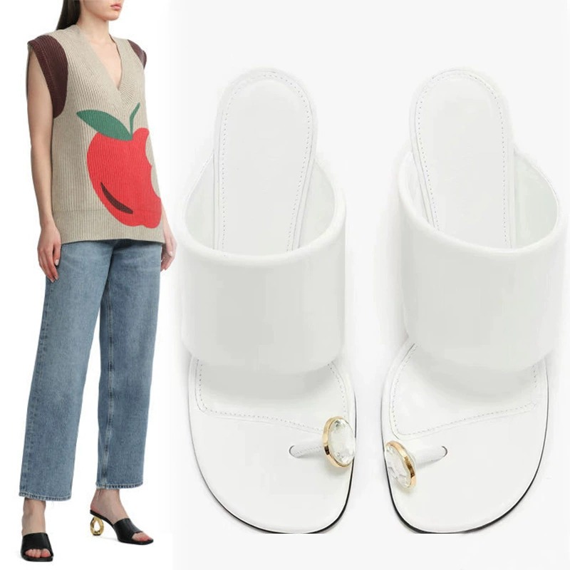 Wide Fit Heels - Gold Hollow Heel Toe Ring Slide