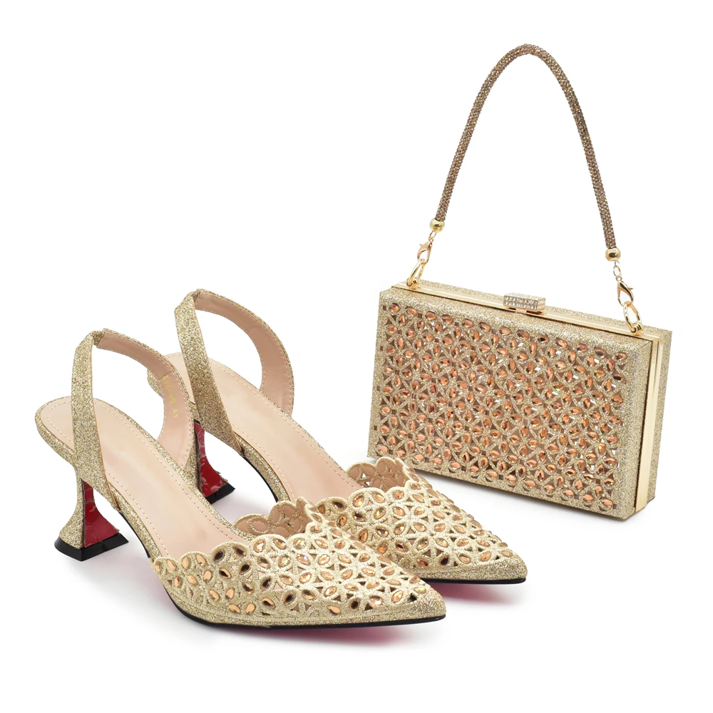 Women Shoes Elegant - Silver Color Shoes and Bag for
