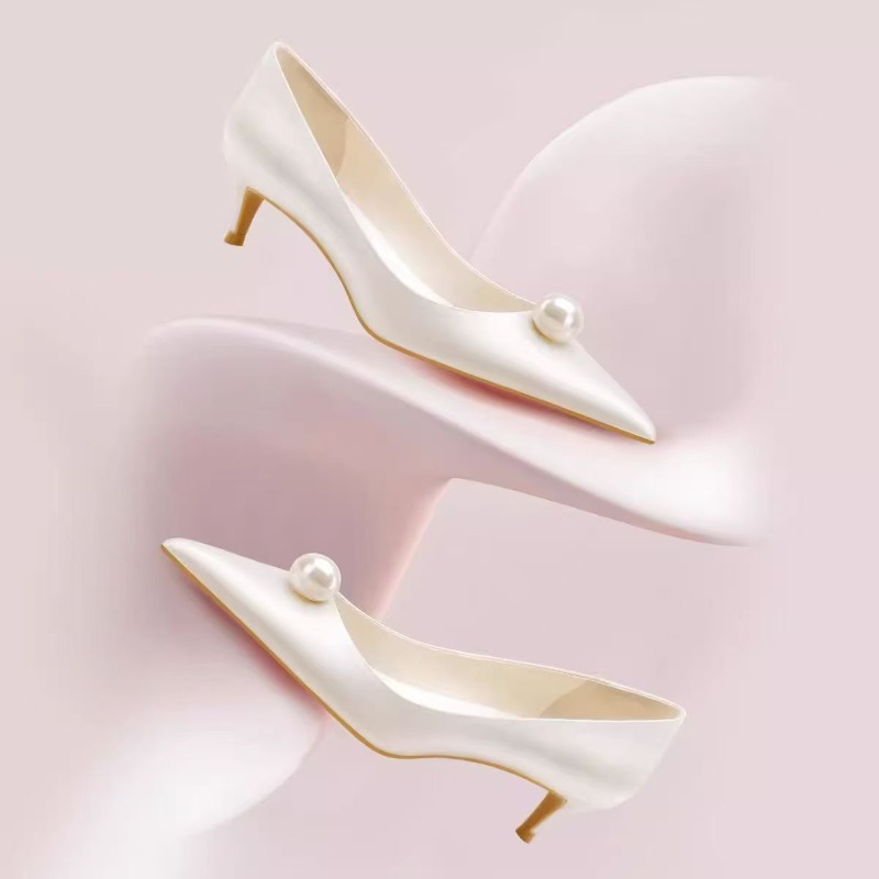 Women Shoes Elegant - 2026 New Luxury Designer White Satin