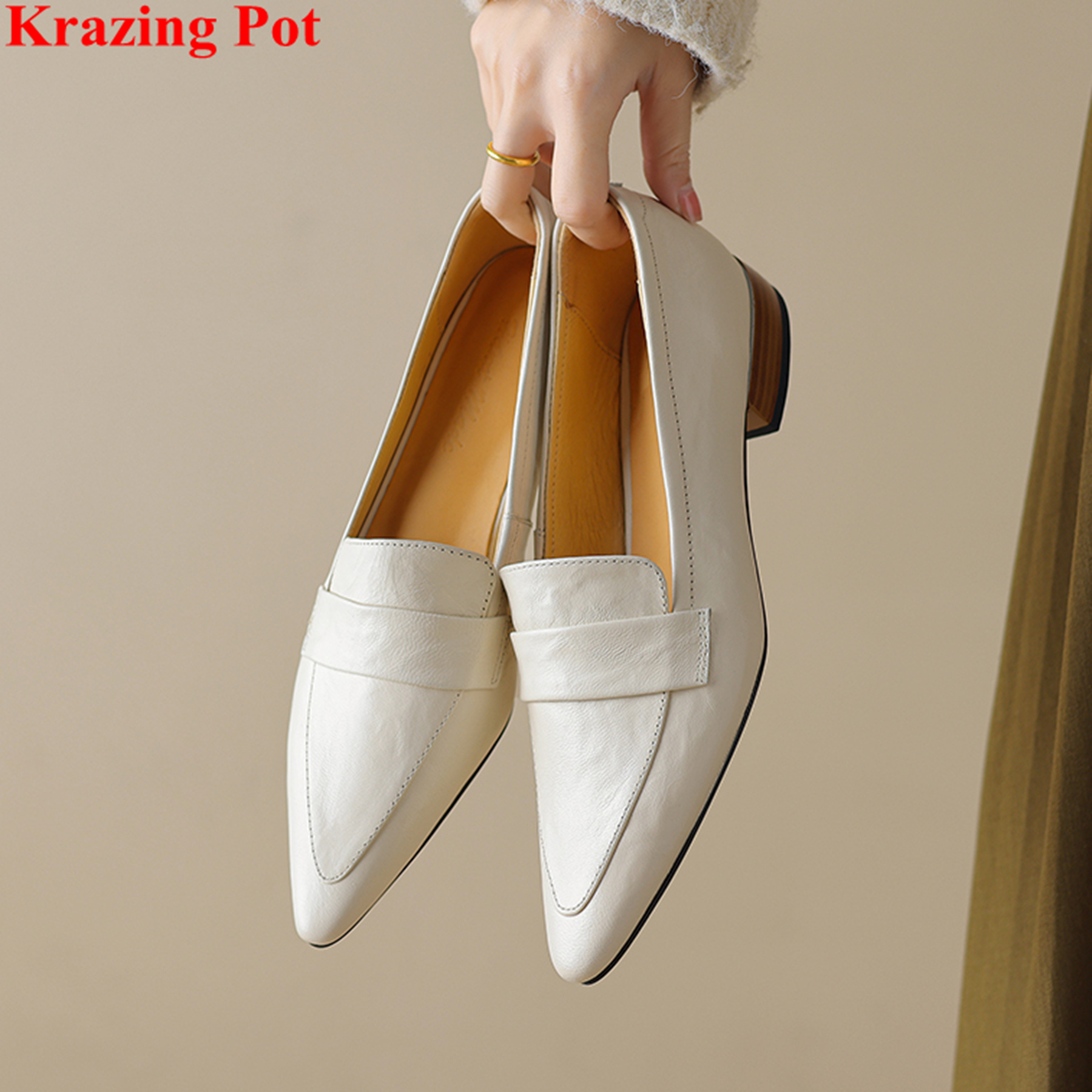 Women Shoes Elegant - Plus Size 33-42 Sheepskin Pointed Toe