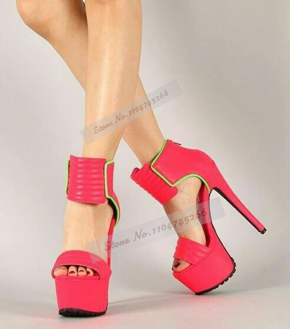 Rose Red Matte Leather Striped - Wide Fit Heels avis et prix