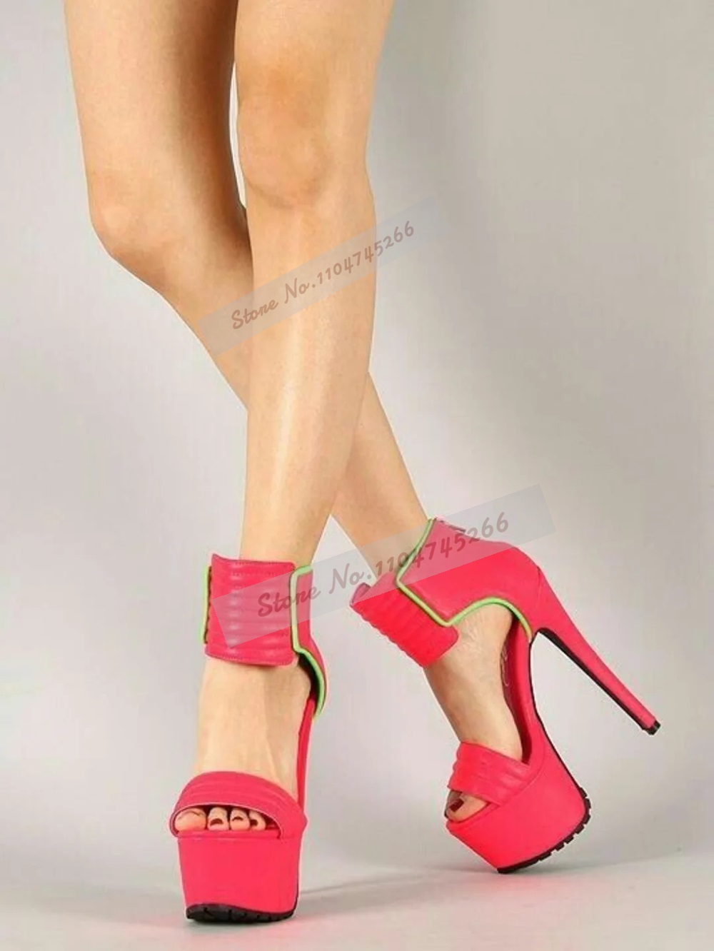 Rose Red Matte Leather Striped - Wide Fit Heels avis et prix