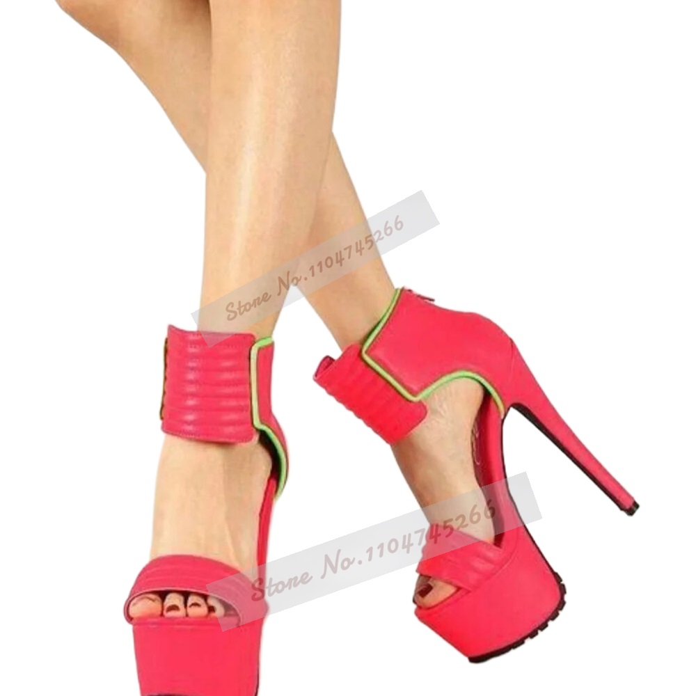 Rose Red Matte Leather Striped - Wide Fit Heels avis et prix