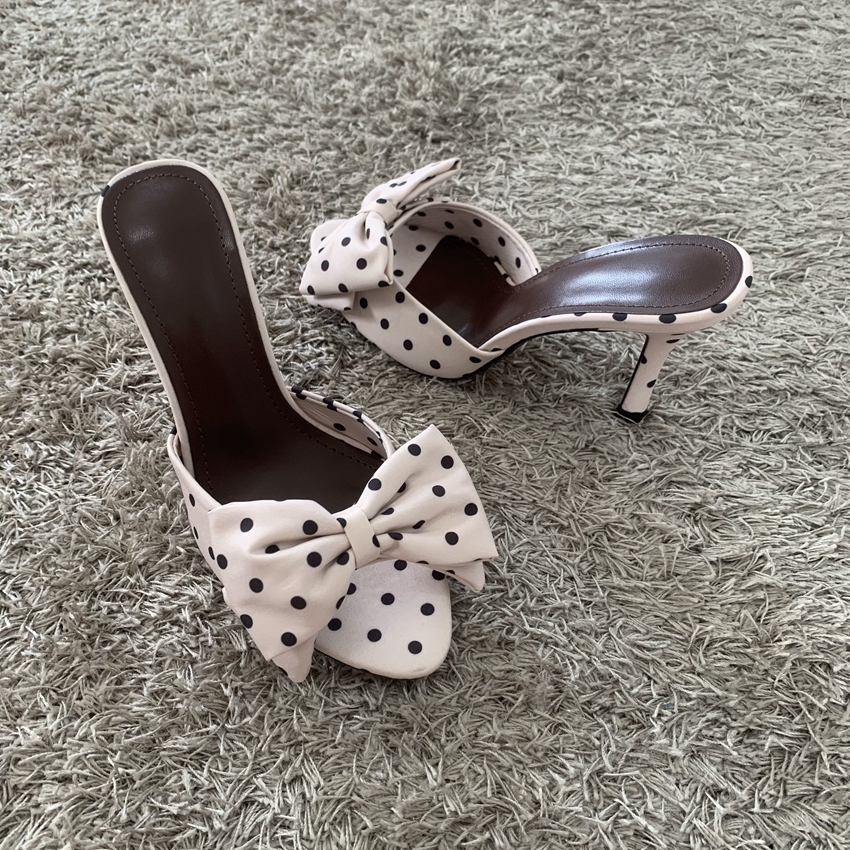 Polka Dot Bowknot Women Mules  - Peep Toe Heels avis et prix