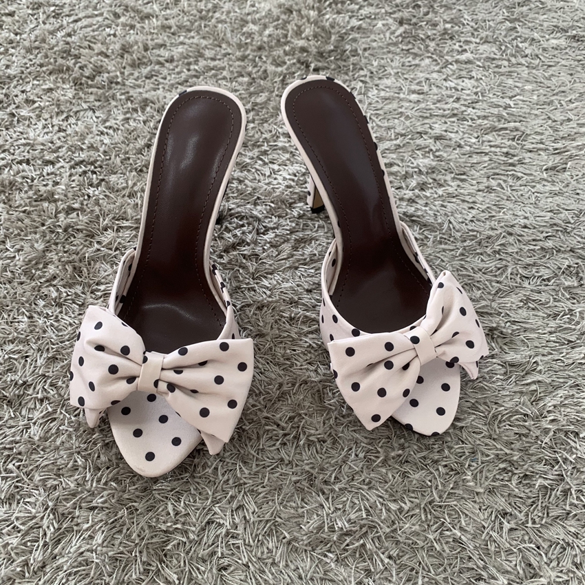 Polka Dot Bowknot Women Mules  - Peep Toe Heels avis et prix