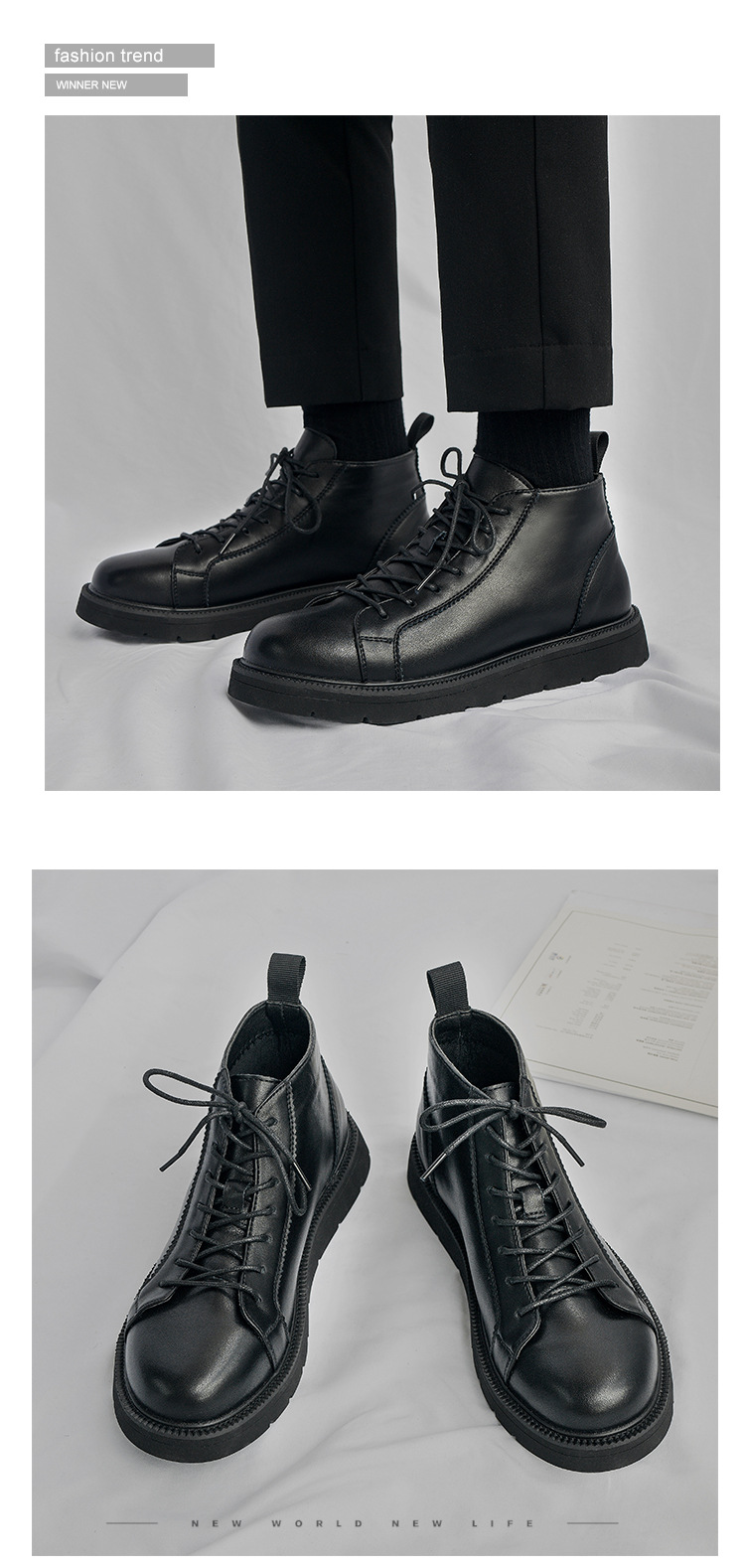 Autumn cowhide black high top  - Women Shoes Hong Kong avis et prix