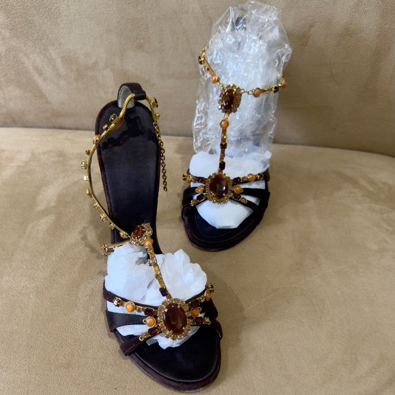 Rhinestone Open Toe Cross Stra - Peep Toe Heels avis et prix