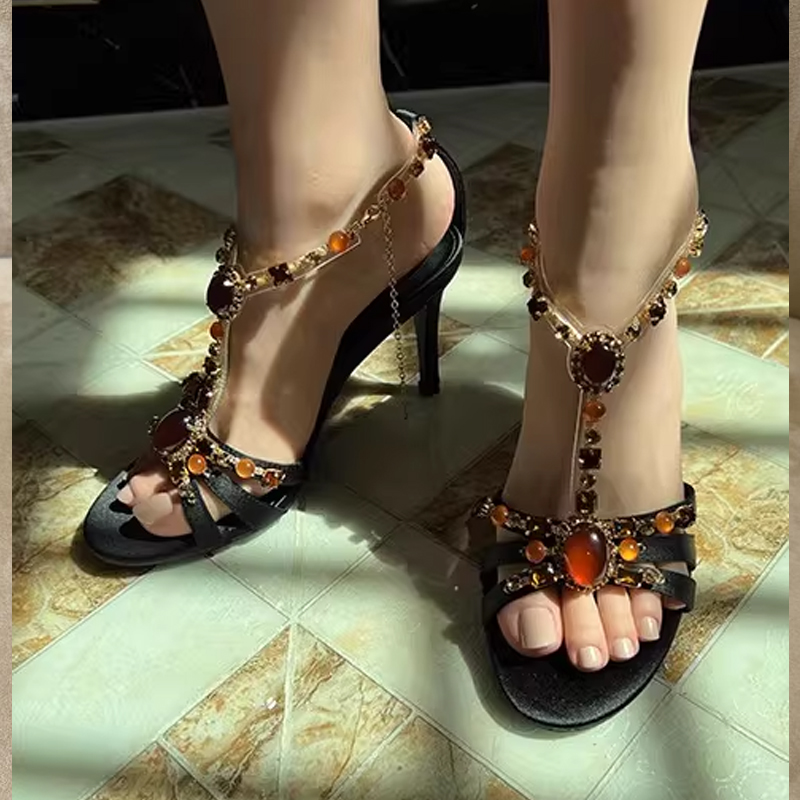 Rhinestone Open Toe Cross Stra - Peep Toe Heels avis et prix