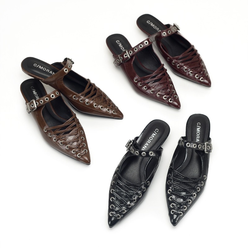 Pointed Toe Lace Up Women Slip - Women Shoes Elegant avis et prix